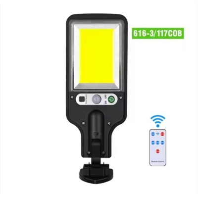 Соларна LED лампа, 117 LED COB, 30W със сензор за движение, дистанционно управление с 3 режима на светене 